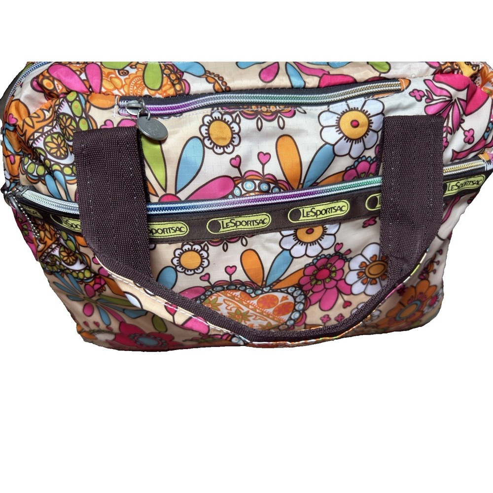 Lesportsac Elephant Floral Weekender Travel Bag Hippie Dopamine Mod Duffle - Picture 7 of 13
